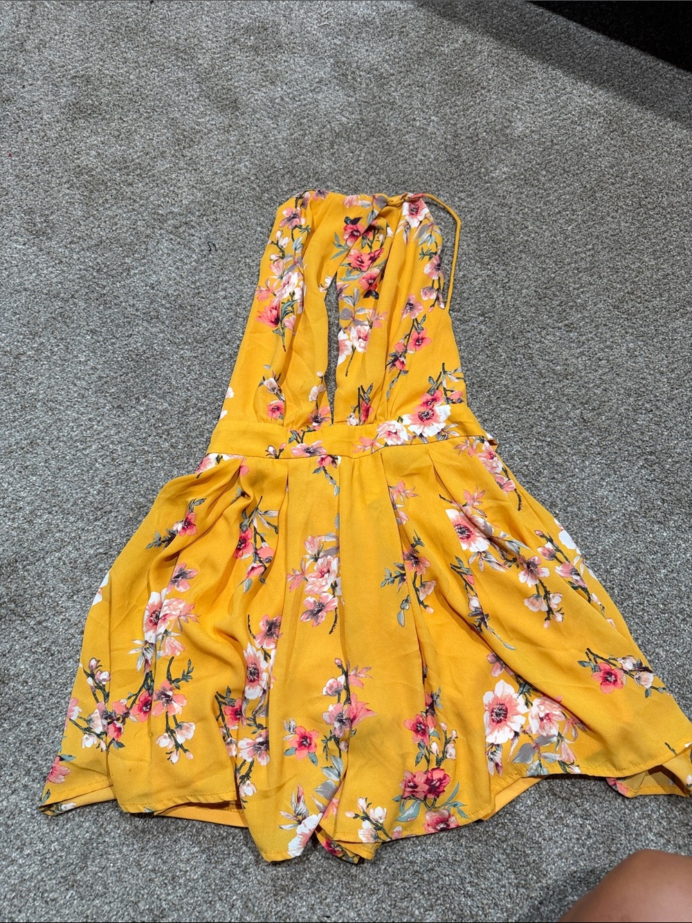 Women’s Yellow Floral Halter Dress